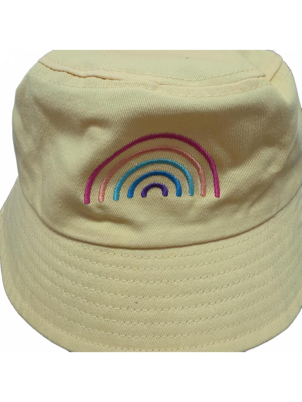 Gay Pride Apparel Yellow Bucket Hat with Embroidered Rainbow